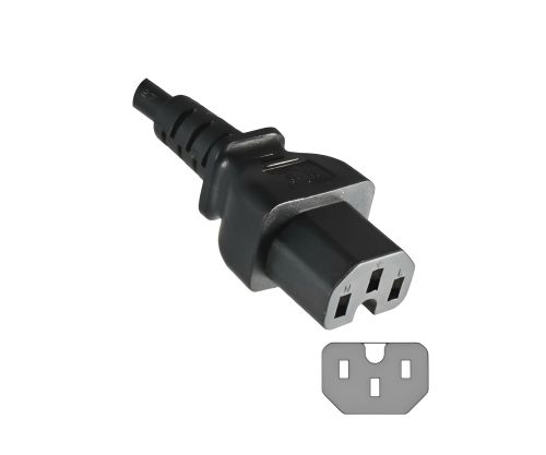 DINIC Netzkabel Schuko auf Warmgerätestecker, Stromkabel C15, schwarz, 5m